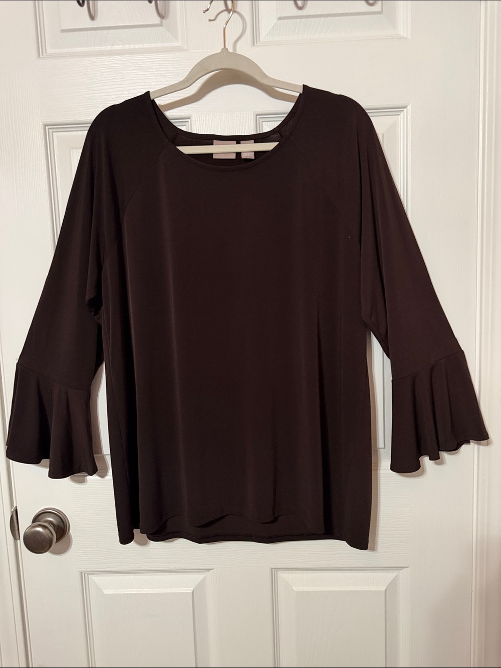 Chico's Dark Brown Bell-Sleeve Round Neck Tunic